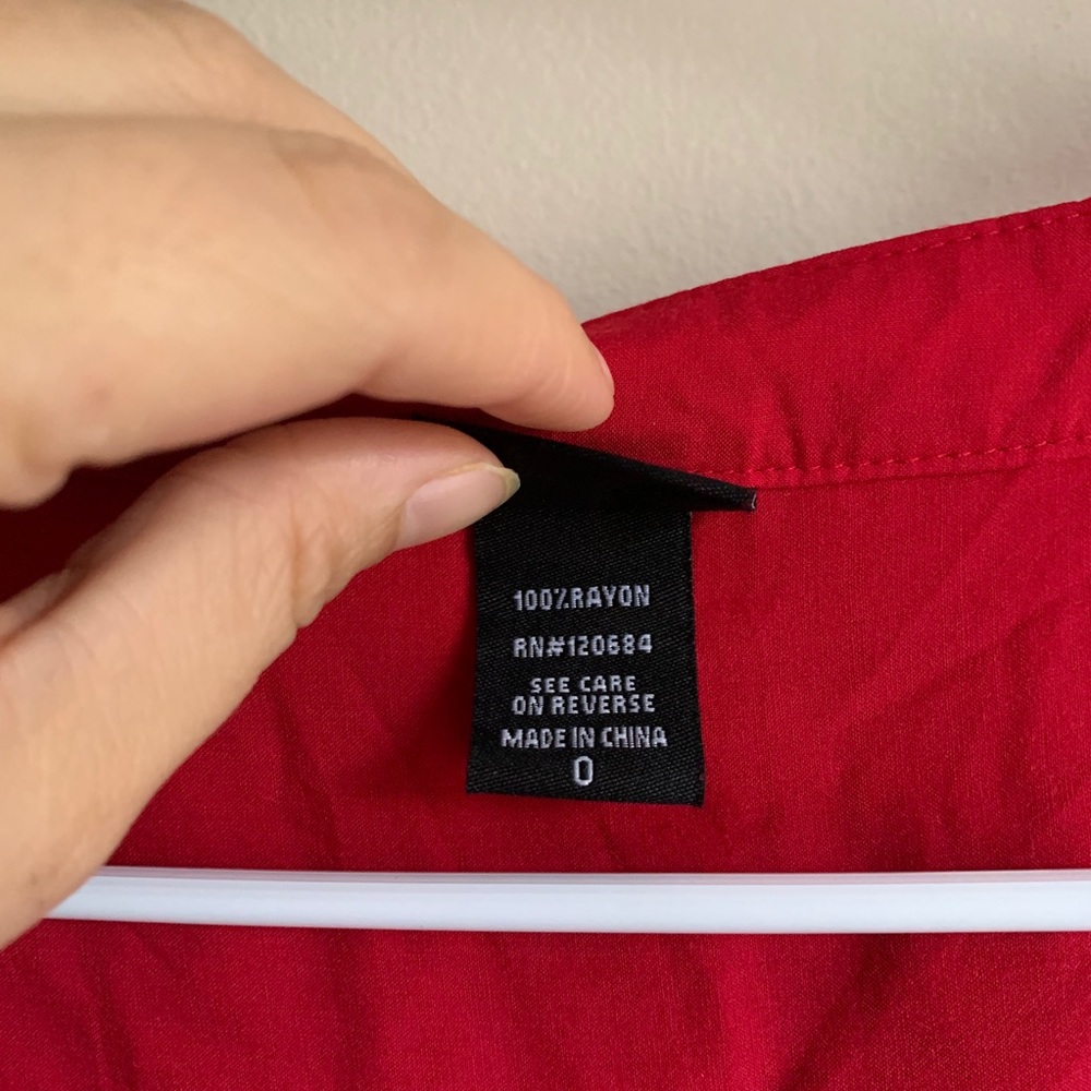 Torrid Red Challis Popover Henley Top Blouse - Picture 2 of 6